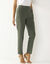 Pantalon 7/8ème coupe cigarette, imprimé rayé (kaki)