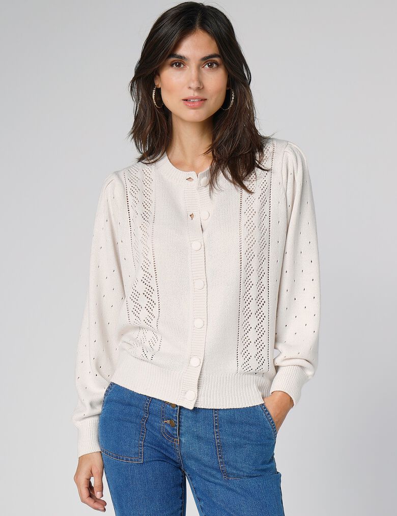 Cardigan écru Classique Tricot Lord Taille 38/40 – Vintage, Porté Une Fois, Très Bon état
