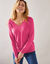 Pull col V, toucher doux (rose fuchsia)
