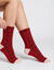 Chaussettes maille chenille torsad&eacute;e finitions contrast&eacute;es - lot de 2 paires (rouge / chocolat)