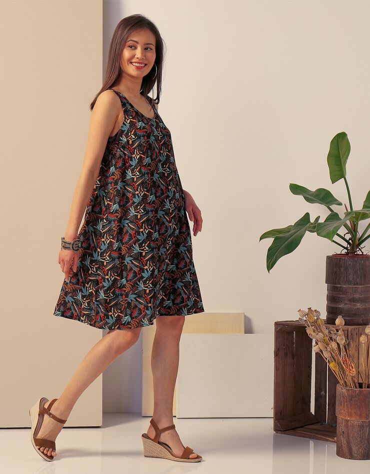 Robe imprimée sans manche (noir / bronze) Robe imprimée sans manche (noir / bronze)