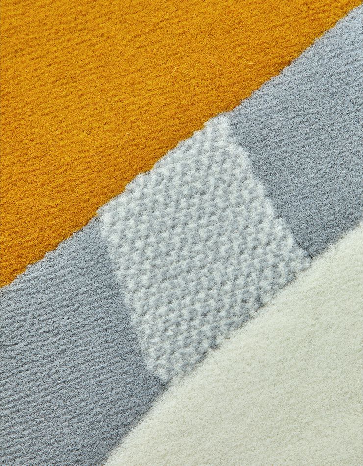 Tapis rectangulaire motif rétro (gris perle / curry)
