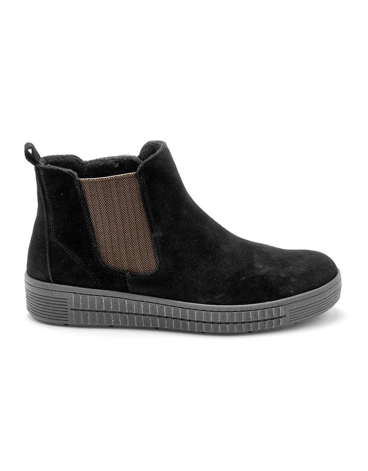 Boots compensées grande largeur en cuir femme - noir (noir) Boots compensées grande largeur en cuir femme - noir (noir)