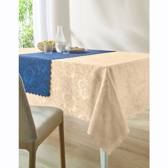 Nappe jacquard damass&eacute; (vanille)