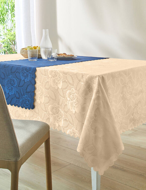 Nappe jacquard damass&eacute; (vanille)