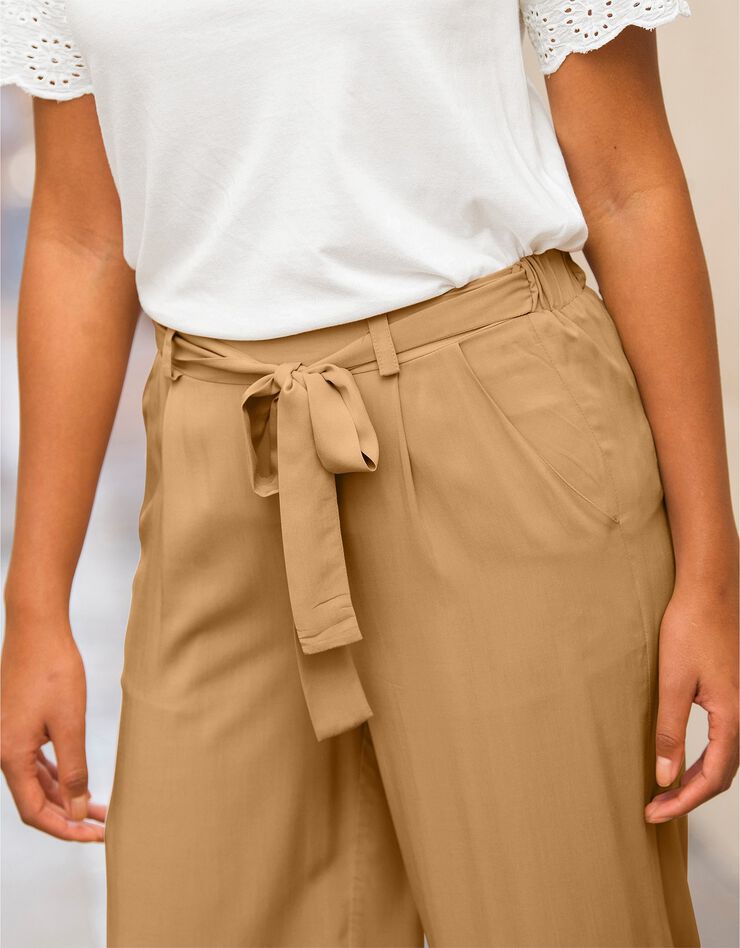 Pantalon raccourci fluide uni (havane) Pantalon raccourci fluide uni (havane)