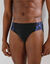 Slip de bain motif graphique c&ocirc;t&eacute;s (noir / bleu)