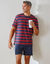 Pyjama short coton rayé manches courtes (marine / rouge)