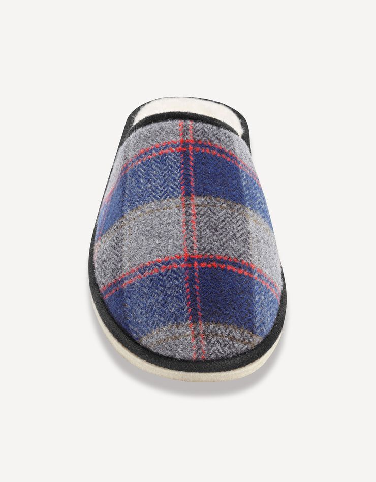 Mules homme silencieuses fourrées laine (carreaux marine) Mules homme silencieuses fourrées laine (carreaux marine)