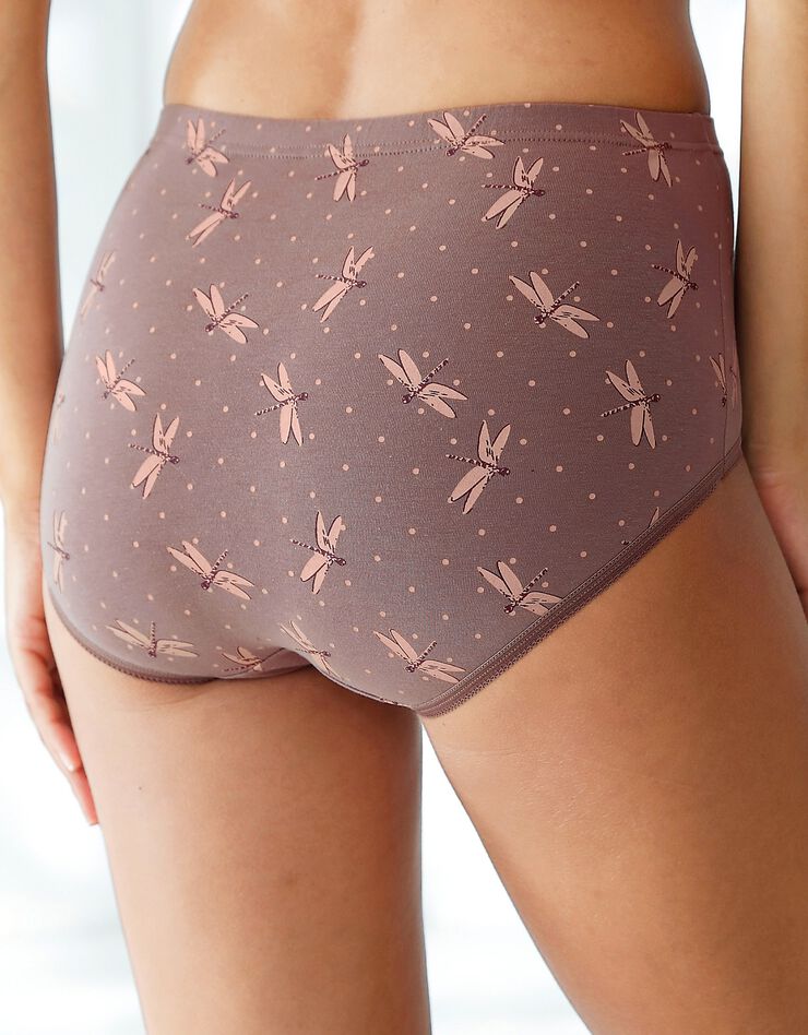 Culotte forme maxi coton motifs "libellules – Lot de 6 (taupe / rose) Culotte forme maxi coton motifs "libellules – Lot de 6 (taupe / rose)
