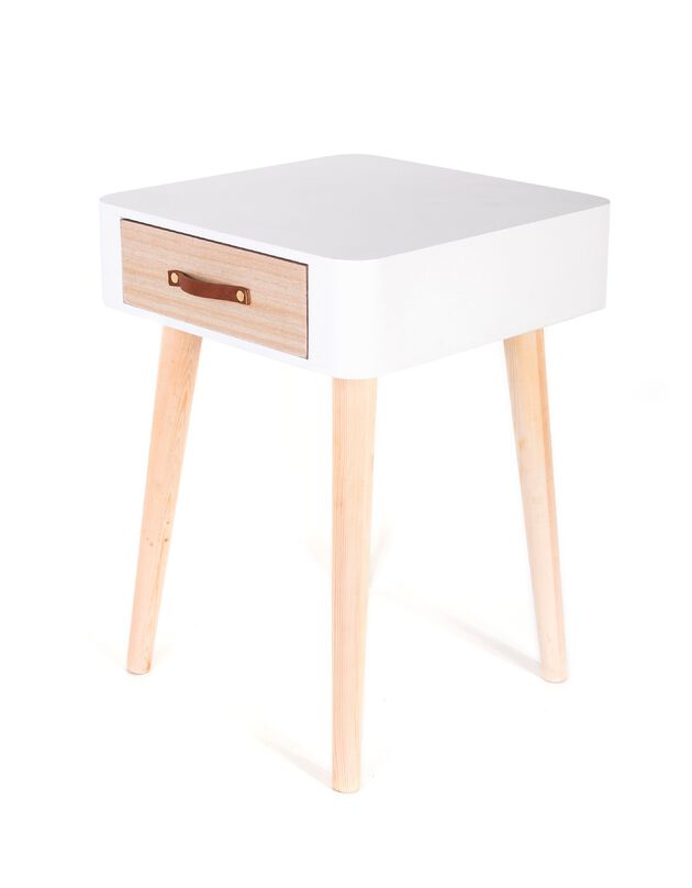 Table de chevet bicolore 1 tiroir (blanc)