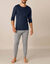 T-shirt sous-vêtement homme col rond manches longues chaleur douce - lot de 2 (marine)