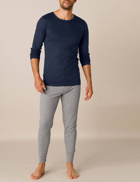 T-shirt sous-vêtement homme col rond manches longues chaleur douce - lot de 2 (marine)