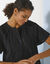 Blouse manches courtes finitions en macramé, unie (noir)