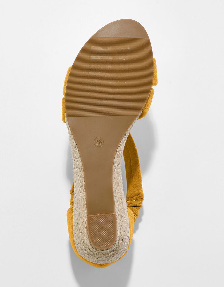 Sandales compensées élastiquées dessus effet suédine (jaune) Sandales compensées élastiquées dessus effet suédine (jaune)