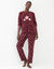Pyjama pantalon polaire "&eacute;toiles", toucher peluche (bordeaux / corail)