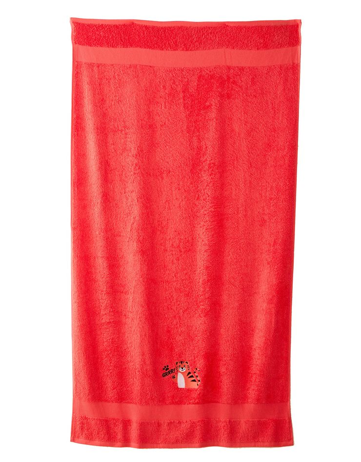 Collection éponge enfant brodée tigre - 380g/m2 (corail) Collection éponge enfant brodée tigre - 380g/m2 (corail)