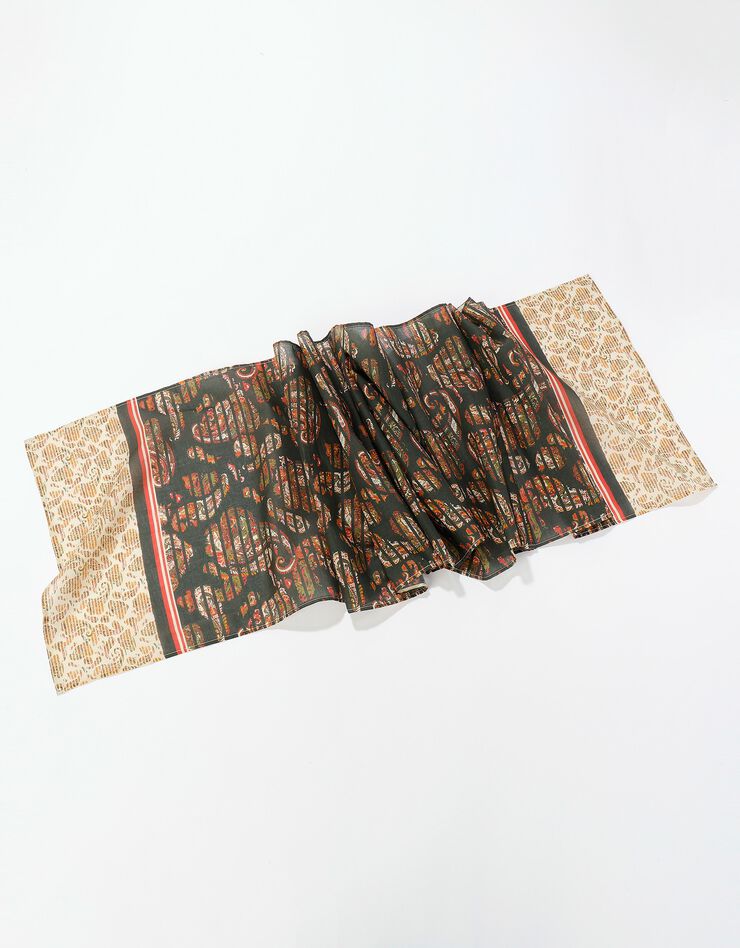 Foulard fabriqué en France imprimé graphique, 198 x 38 cm - coton (rose) Foulard fabriqué en France imprimé graphique, 198 x 38 cm - coton (rose)