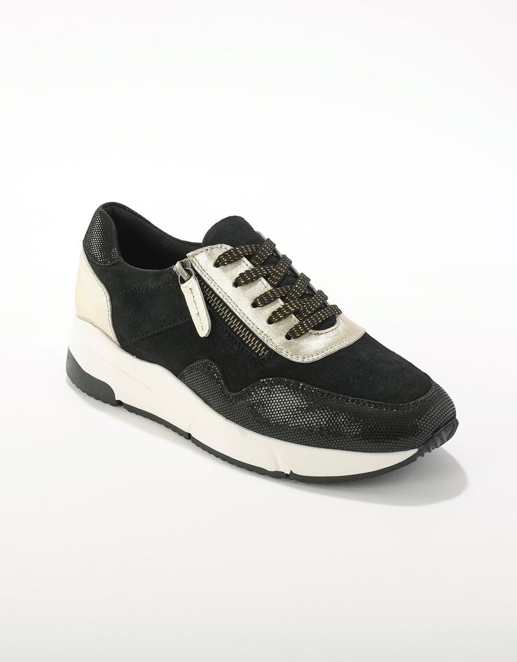 Sneakers à lacets zippées en cuir (noir) Sneakers à lacets zippées en cuir (noir)