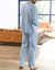 Pyjama rayures pilou coton (bleu ciel)
