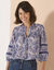 Chemisier boutonné, détails smockés (indigo / bleu)