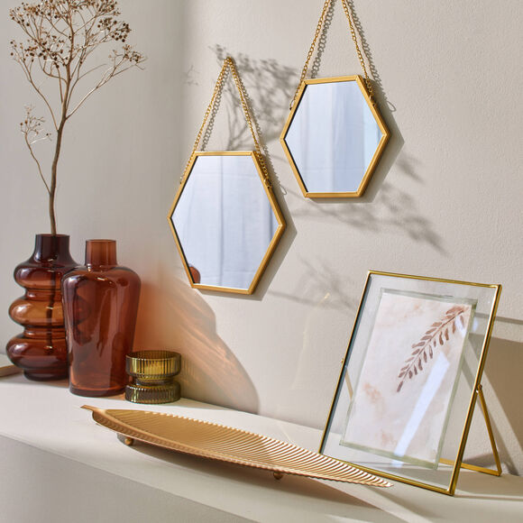 Miroir hexagonal - lot de 2 (doré)