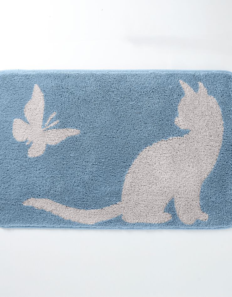 Tapis de bain fantaisie Chat & Papillon (bleuet) Tapis de bain fantaisie Chat & Papillon (bleuet)