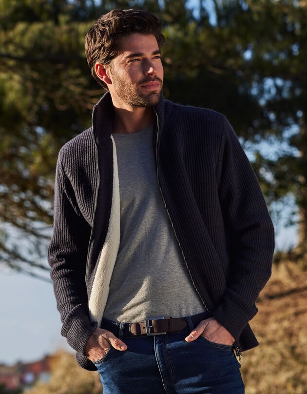 Blouson côte anglaise intérieur fourré (marine)