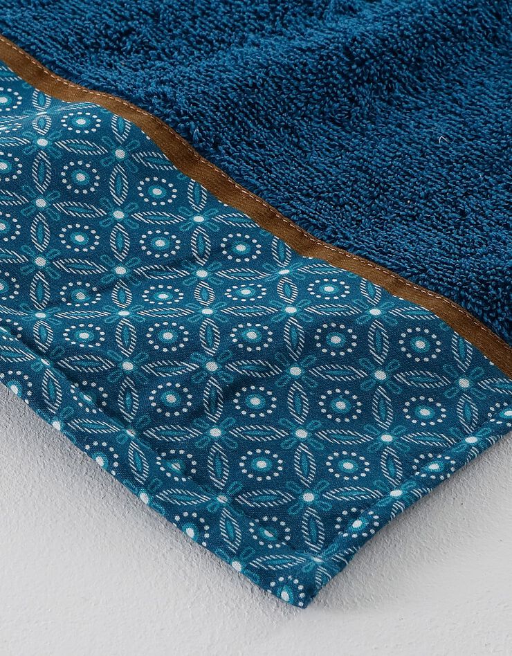Éponge coton liteau motif géométrique - 420 g/m² (bleu paon)