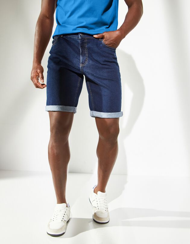 Bermuda denim stretch ceinture élastiquée côtés (brut)