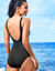 Maillot de bain 1 pièce à bandes (noir / blanc)