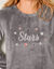 Chemise de nuit longue broderies &eacute;toiles, maille polaire (gris)