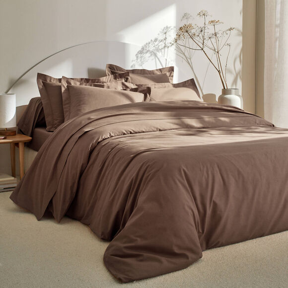 Linge de lit uni coton  (taupe)