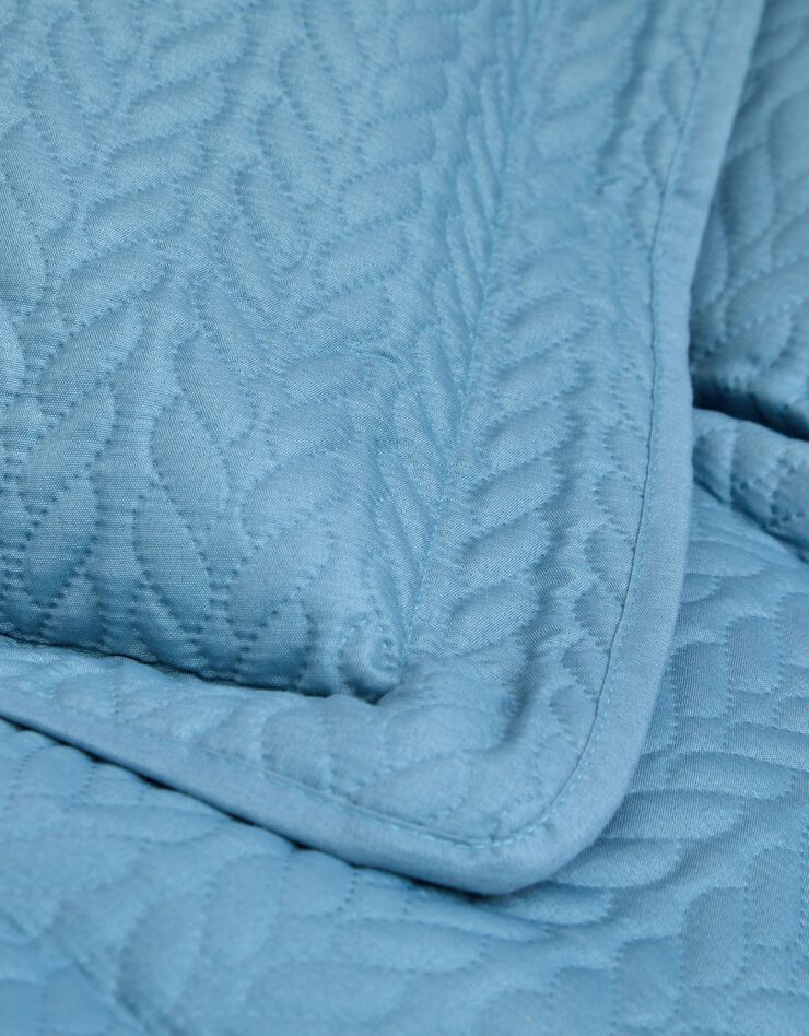 Couvre-lit matelassé microfibre motif géométrique (bleu grisé)