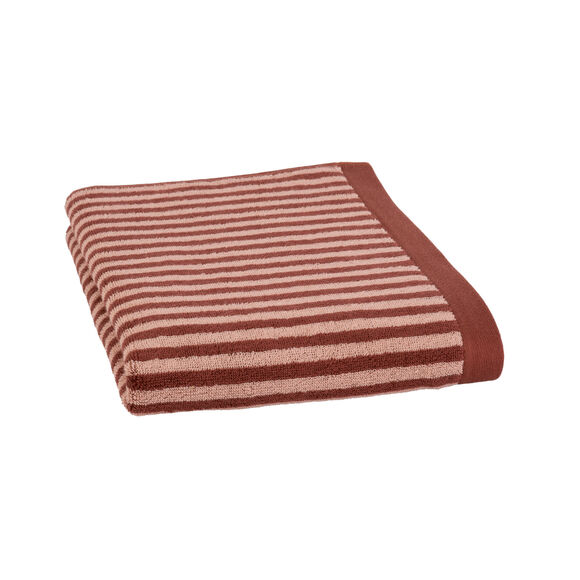 Serviette éponge coton fine rayure 500 g/m² (rouge / blanc)