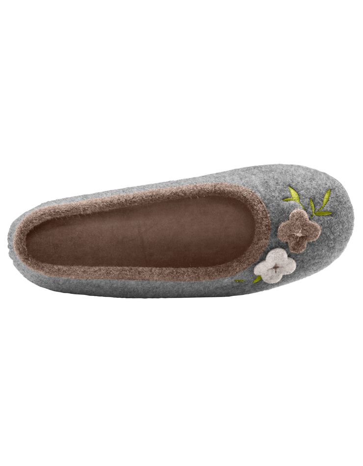 Ballerines feutrine avec fleur appliquée (gris chiné) Ballerines feutrine avec fleur appliquée (gris chiné)