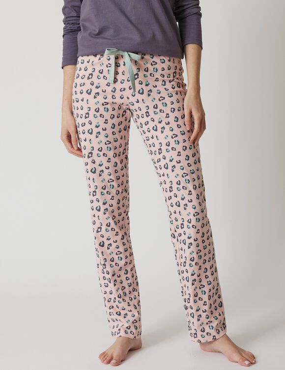 Pantalon pyjama coton imprimé "Beautiful" (rose)