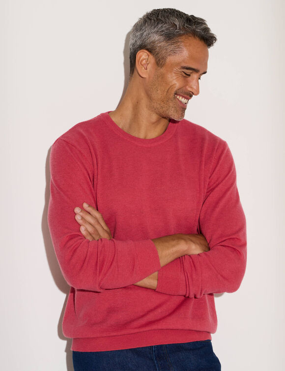 Pull col rond 80% laine (framboise)