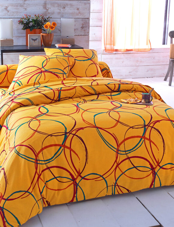 Linge de lit Noémie polycoton imprimé cercles (épice)