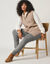 Pull tunique en côte sans manches, col montant zippé (beige chiné)