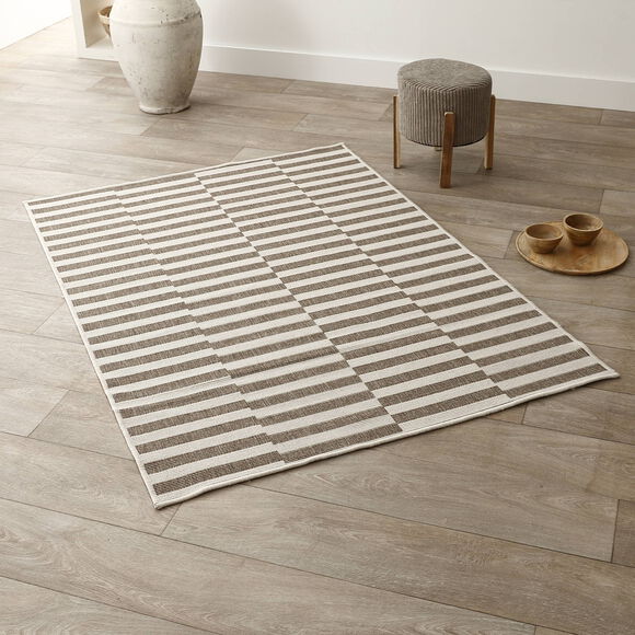 Tapis rectangulaire à rayures (taupe)