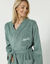 Peignoir mixte adulte uni coton éponge bouclette col kimono personnalisé (eucalyptus)