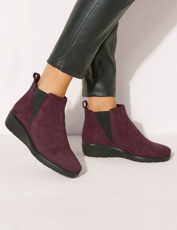 Boots compens&eacute;es cuir souple certifi&eacute; LWG (bordeaux)