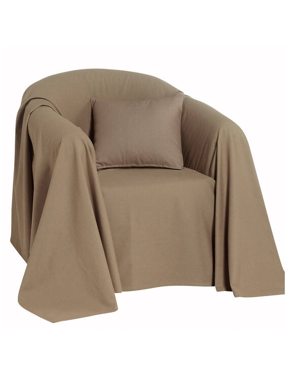 Jeté canapé coton bachette uni (taupe)