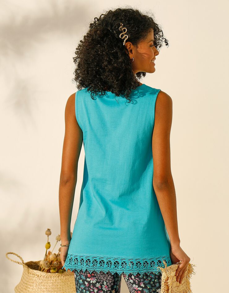 Débardeur uni macramé (turquoise) Débardeur uni macramé (turquoise)