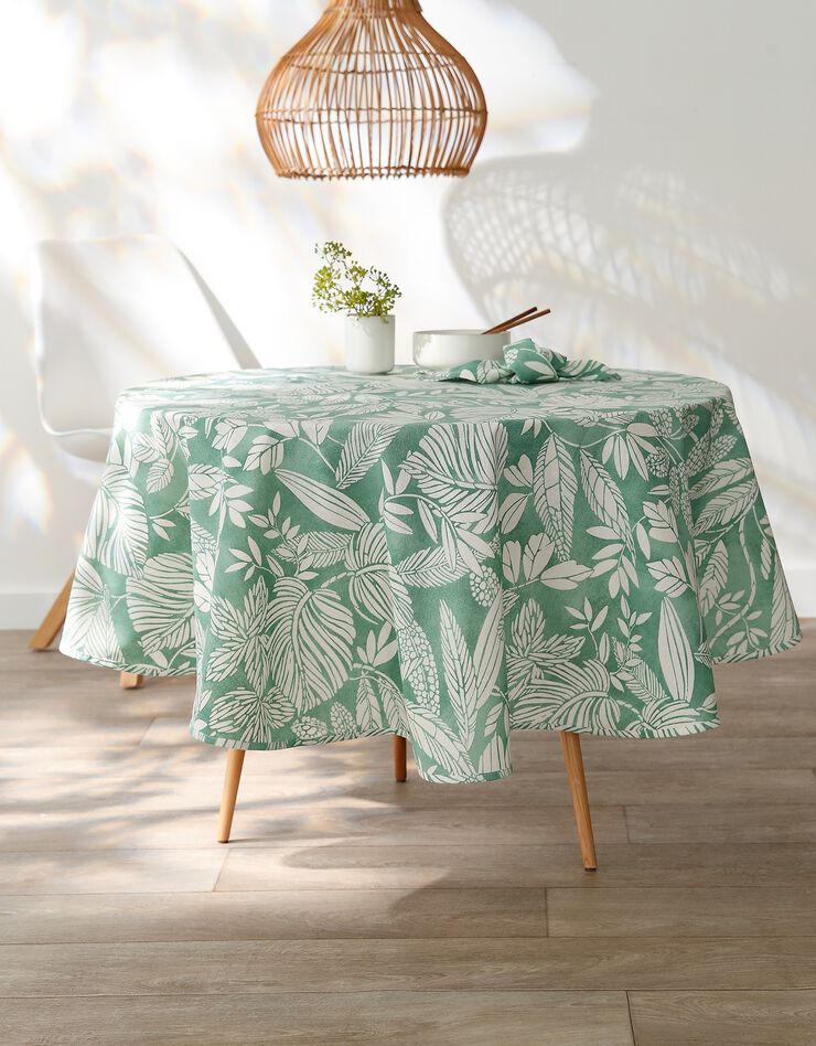 Nappe anti-taches imprimé végétal (vert amande) Nappe anti-taches imprimé végétal (vert amande)