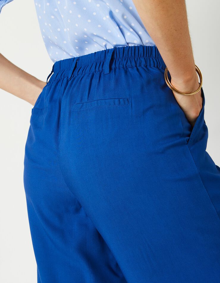 Pantalon raccourci large uni (bleu)