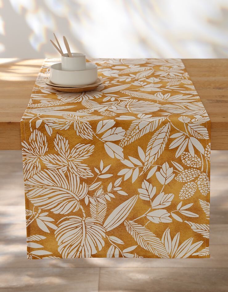 Nappe anti-taches imprimé végétal (jaune)
