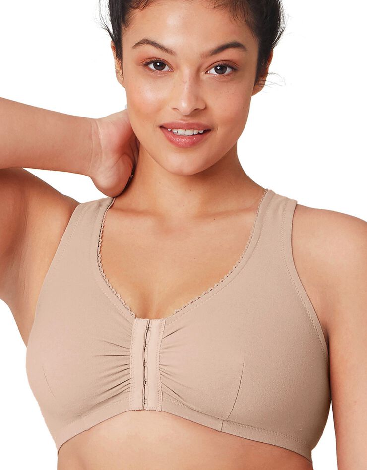 Soutien-gorge coton stretch ouvert devant sans armatures - bonnets groupés (beige e / f) Soutien-gorge coton stretch ouvert devant sans armatures - bonnets groupés (beige e / f)