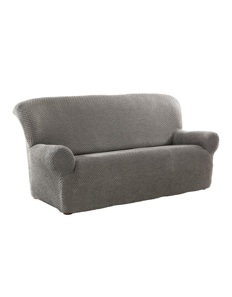Housse texturée bi-extensible spéciale canapé fauteuil à accoudoirs (gris chiné)